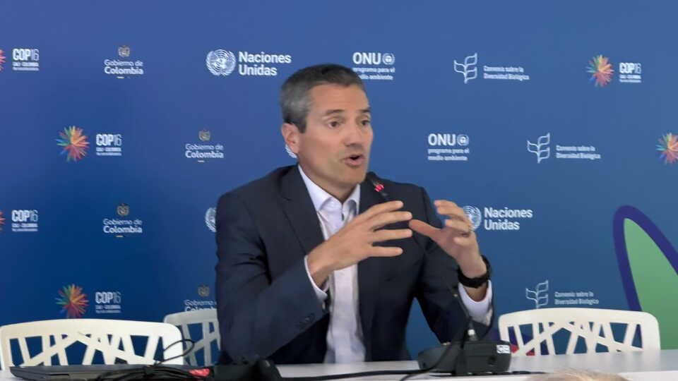 California Secretary of Natural Resources Wade Crowfoot speaks during a COP16 panel.
