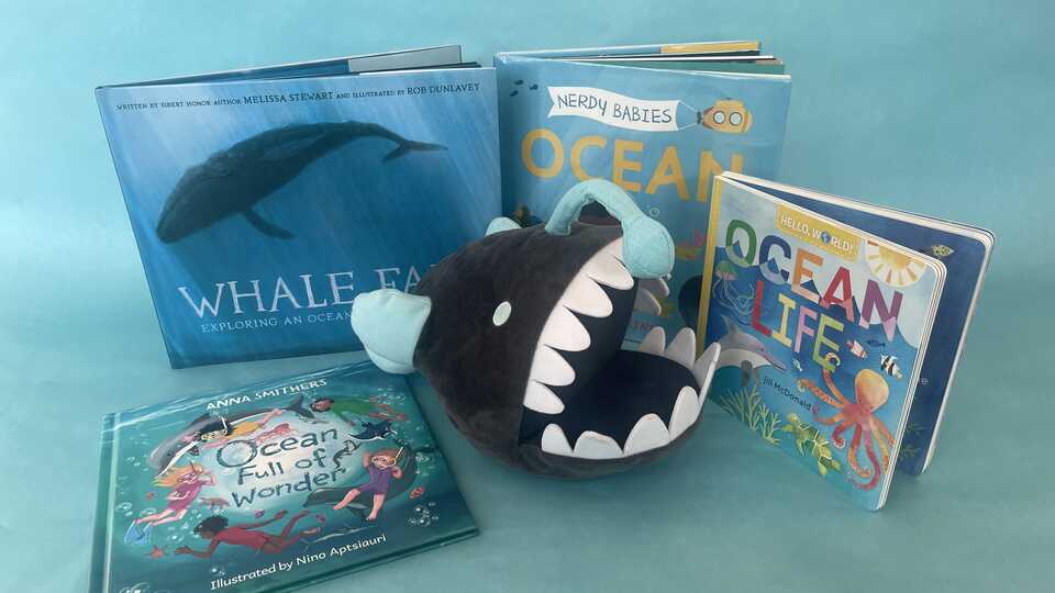 Storybooks with Anglerfish puppet in the middle